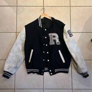 Roots Black and white varsity Jacket